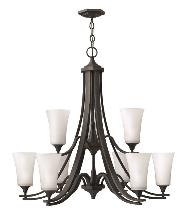 Foto para 75w Chandelier Brantley MED Etched White Textured Black Two Tier Foyer