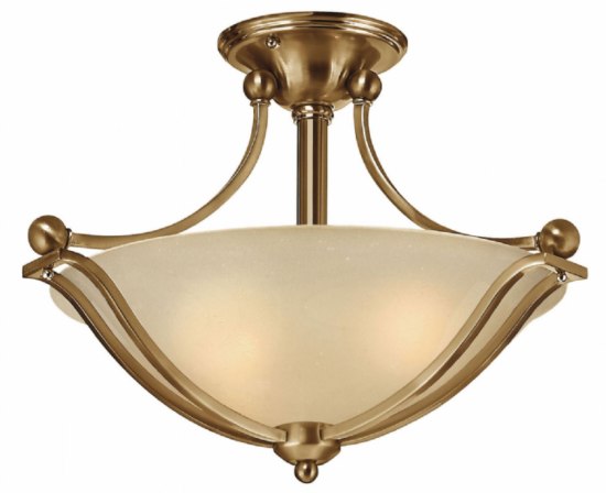 Picture of 32w Foyer Bolla LED Light Amber Seedy Brushed Bronze Semi-flush Mount