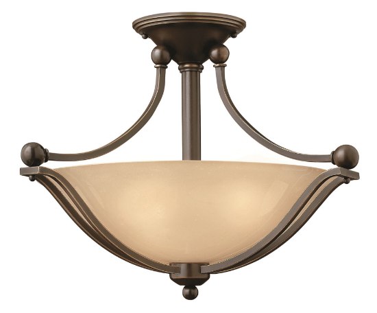 Foto para 100w Foyer Bolla MED Light Amber Seedy Olde Bronze Semi-flush Mount