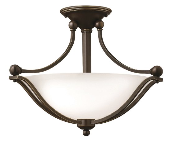 Foto para 100w Foyer Bolla MED Etched Opal Olde Bronze Semi-flush Mount