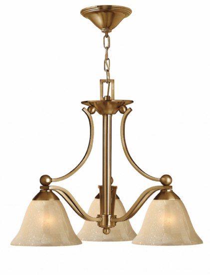 Foto para 100w Chandelier Bolla MED Light Amber Seedy Brushed Bronze Three Light Downlight