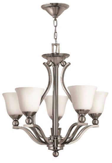 Foto para 100w Chandelier Bolla MED Etched Opal Brushed Nickel Single Tier Foyer