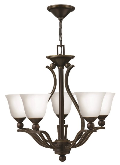 Foto para 100w Chandelier Bolla MED Etched Opal Olde Bronze Single Tier Foyer