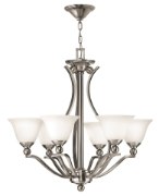 Foto para 100w Chandelier Bolla MED Etched Opal Brushed Nickel Single Tier Foyer