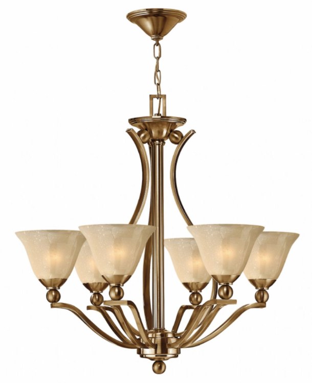 Foto para 100w Chandelier Bolla MED Light Amber Seedy Brushed Bronze Single Tier Foyer