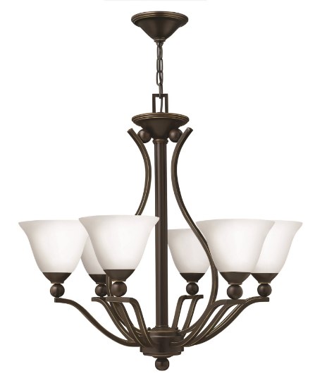 Foto para 100w Chandelier Bolla MED Etched Opal Olde Bronze Single Tier Foyer