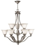 Foto para 100w Chandelier Bolla MED Etched Opal Brushed Nickel Two Tier Foyer