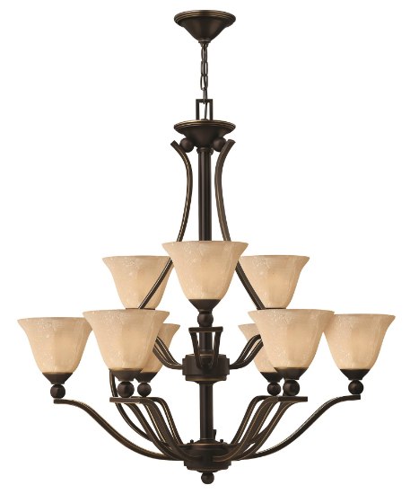 Foto para 100w Chandelier Bolla MED Light Amber Seedy Olde Bronze Two Tier Foyer