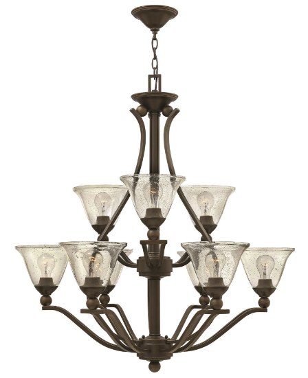 Foto para 100w Chandelier Bolla MED Clear Seedy Olde Bronze Two Tier Foyer