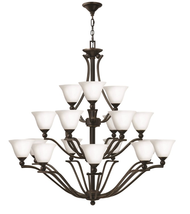 Picture of 60w Chandelier Bolla MED Etched Opal Olde Bronze Three Tier Foyer
