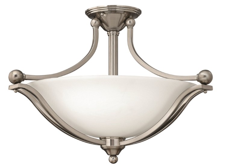 Picture of 100w Foyer Bolla MED Etched Opal Brushed Nickel Semi-flush Mount