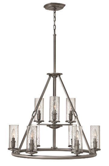 Foto para 60w Chandelier Dakota CAND Clear Seedy Polished Antique Nickel Two Tier Foyer