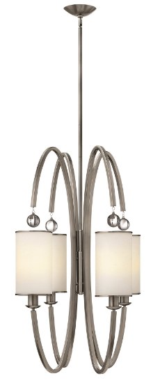 Foto para 100w Foyer Monaco MED Etched Opal Metal Trimmed Glass Shade Brushed Nickel Stem Hung Foyer