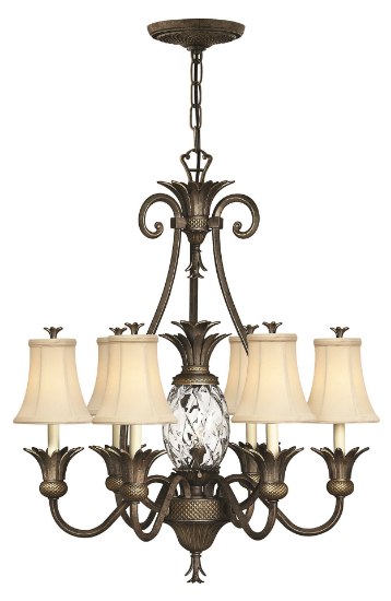 Foto para 60w Chandelier Plantation CAND Clear Optic Pearl Bronze Single Tier Foyer