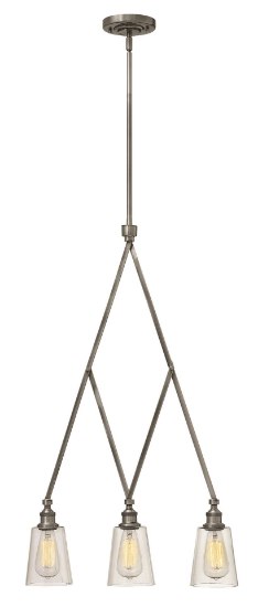 Foto para 60w Chandelier Gatsby MED Clear Polished Antique Nickel Stem Hung Linear