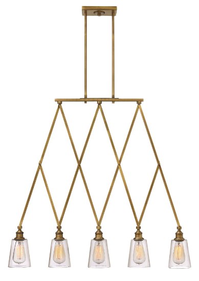 Foto para 60w Chandelier Gatsby MED Clear Heritage Brass Stem Hung Linear