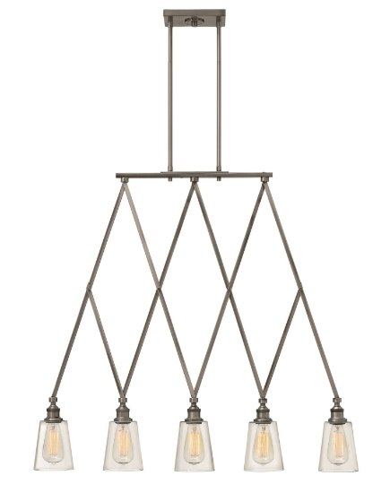 Foto para 60w Chandelier Gatsby MED Clear Polished Antique Nickel Stem Hung Linear