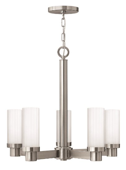 Foto para 100w Chandelier Midtown MED Multi-Faceted Etched Brushed Nickel Single Tier