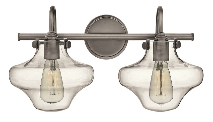 Foto para 100w Bath Congress MED Clear Glass Antique Nickel Bath Two Light