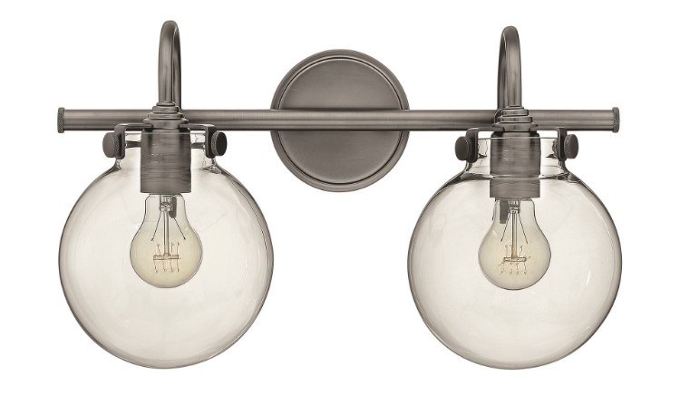 Foto para 100w Bath Congress MED Clear Glass Antique Nickel Bath Two Light