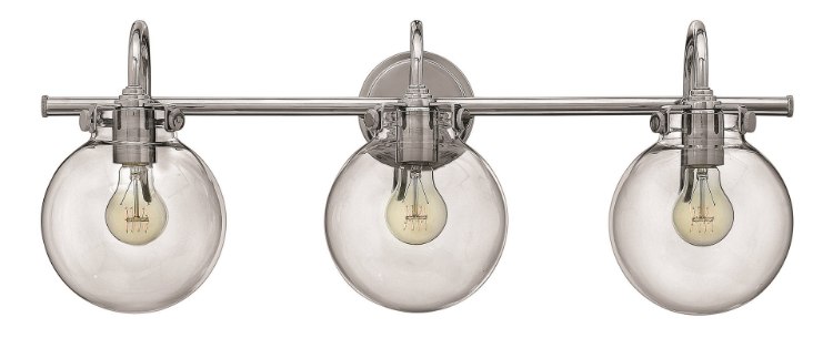 Foto para 100w Bath Congress MED Clear Glass Chrome Bath Three Light