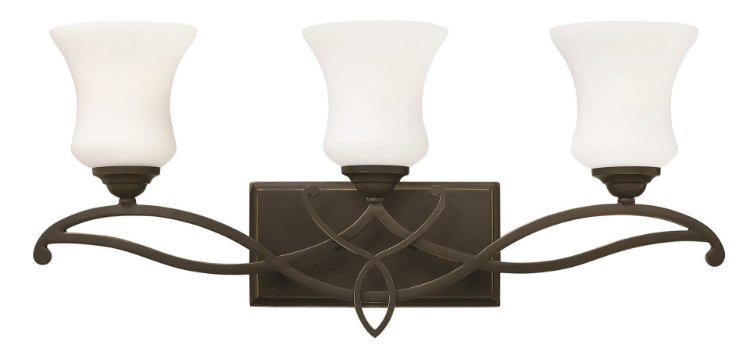 Foto para 100w Bath Brooke MED Etched Opal Olde Bronze Bath Three Light