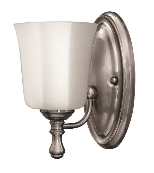 Foto para 100w Bath Shelly MED Etched Opal Brushed Nickel Bath Sconce