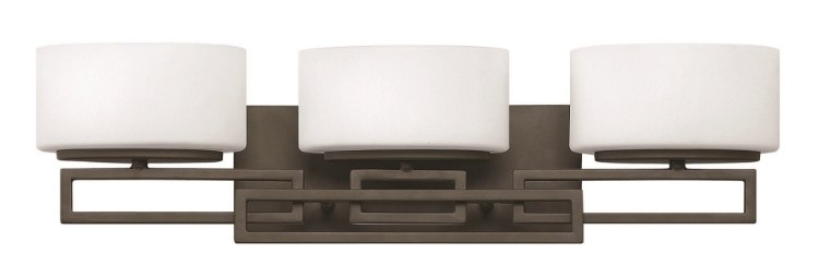 Foto para 4.5w Bath Lanza G9 LED Etched Opal Buckeye Bronze Bath Three Light