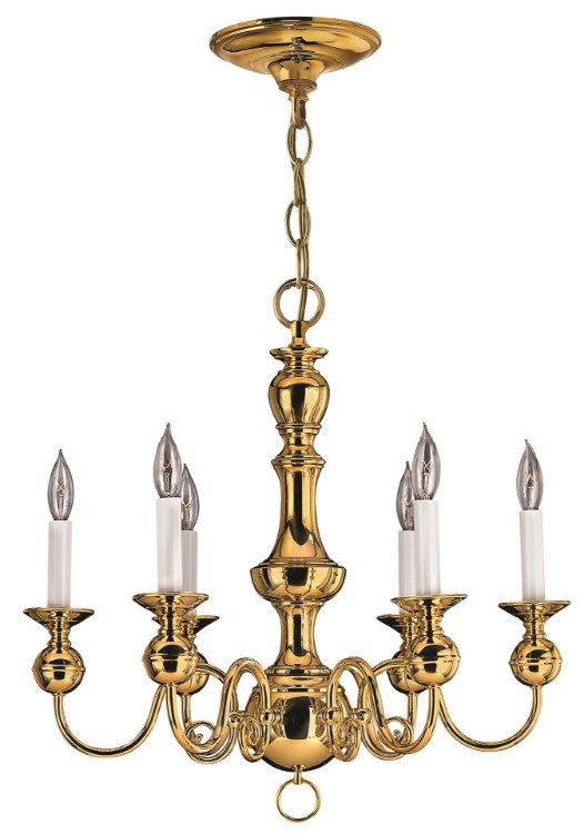Picture of 60w Chandelier Virginian CAND Polished Brass Single Tier Foyer