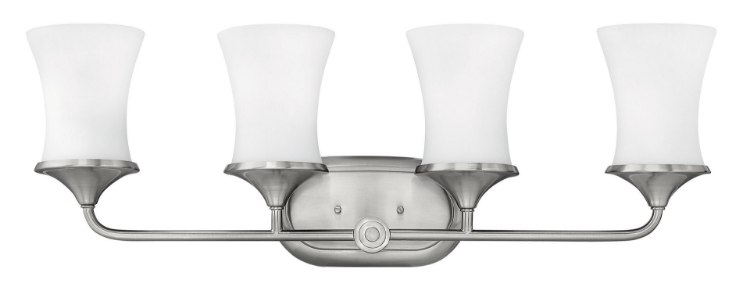 Foto para 100w Bath Thistledown MED Etched Opal Brushed Nickel Bath Four Light