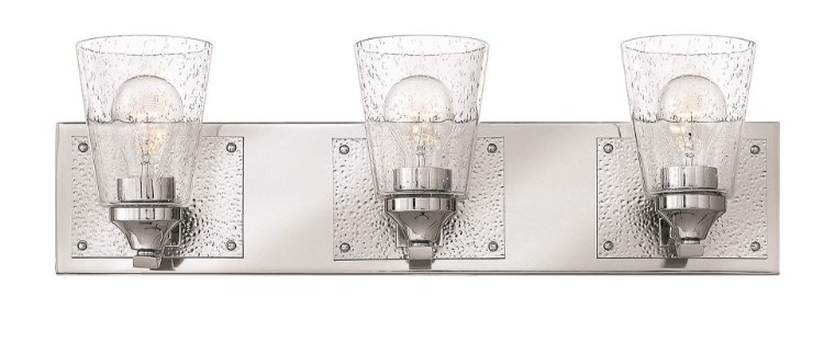 Foto para 100w Bath Jackson MED Clear Seedy Polished Nickel Bath Three Light