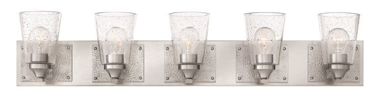 Foto para 100w Bath Jackson MED Clear Seedy Brushed Nickel Bath Five Light