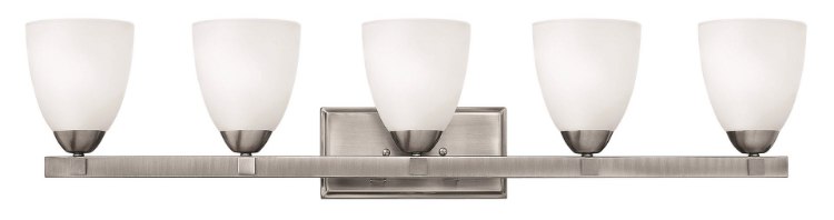 Foto para 100w Bath Pinnacle MED Clear Etched Antique Nickel Bath Five Light