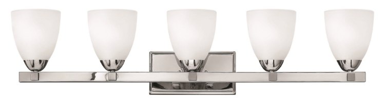 Foto para 100w Bath Pinnacle MED Etched Opal Chrome Bath Five Light