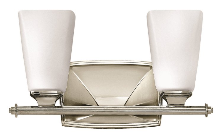 Foto para 100w Bath Darby MED Etched Opal Polished Nickel Bath Two Light