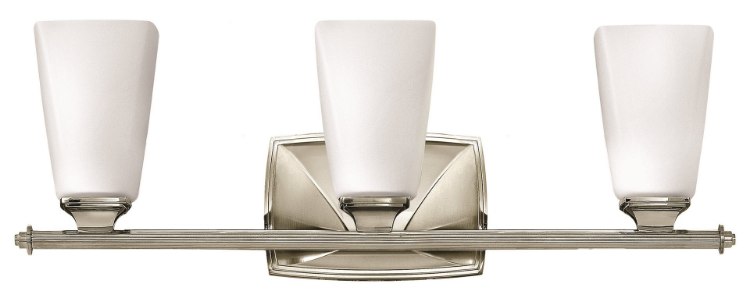 Foto para 100w Bath Darby MED Etched Opal Polished Nickel Bath Three Light