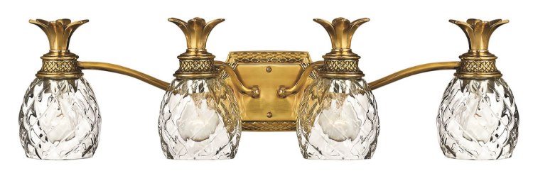 Foto para 100w Bath Plantation MED Clear Optic Burnished Brass Bath Four Light