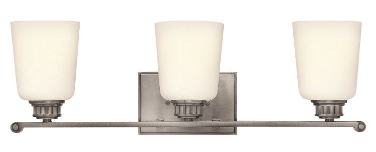 Foto para 100w Bath Annette MED Etched Opal Polished Antique Nickel Bath Three Light