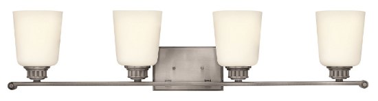 Foto para 100w Bath Annette MED Etched Opal Polished Antique Nickel Bath Four Light