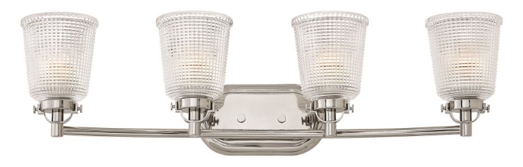 Foto para 100w Bath Bennett MED Clear Holophane Polished Nickel Bath Four Light