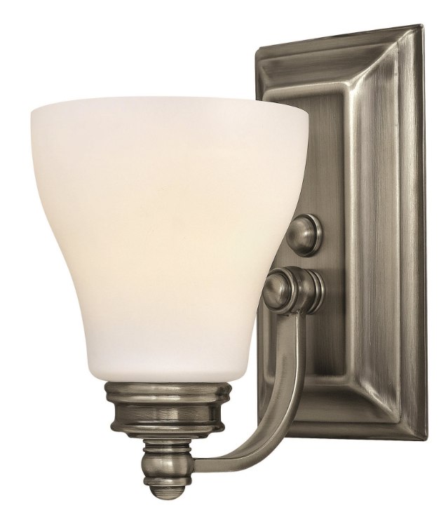 Foto para 100w Bath Claire MED Etched Opal Antique Nickel Bath Sconce