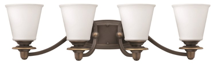 Foto para 100w Bath Plymouth MED Etched Opal Olde Bronze Bath Four Light