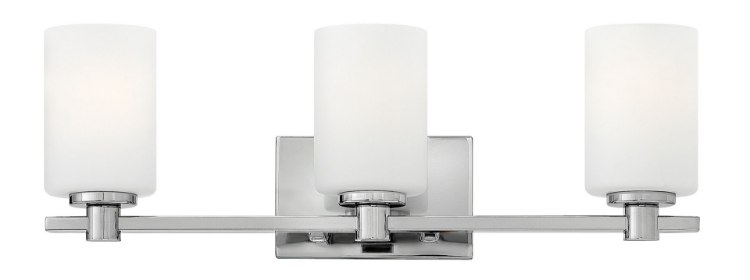 Foto para 100w Bath Karlie MED Etched Opal Chrome Bath Three Light