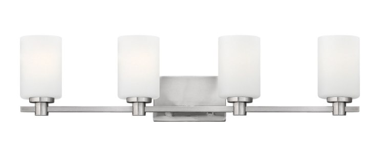 Foto para 100w Bath Karlie MED Etched Opal Brushed Nickel Bath Four Light