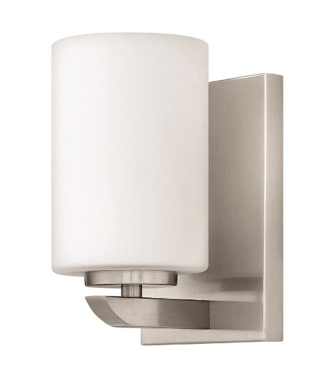 Picture of 117w Bath Kyra INCAN. LED MED Etched Opal Brushed Nickel Bath Sconce
