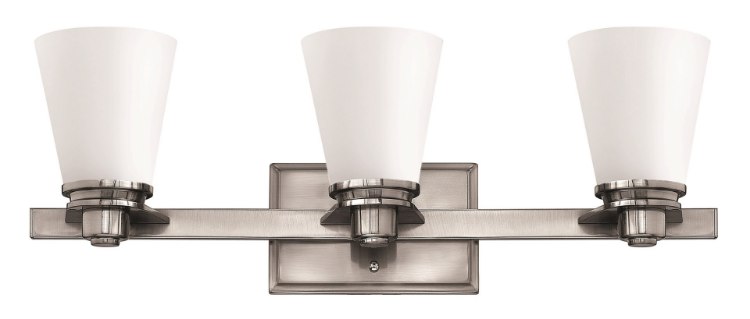 Foto para 100w Bath Avon MED Etched Opal Brushed Nickel Bath Three Light