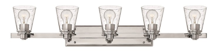 Foto para 100w Bath Avon MED Clear Seedy Chrome Bath Five Light