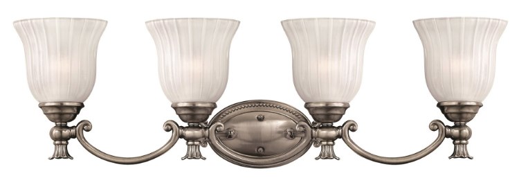 Foto para 100w Bath Francoise MED Frosted Ribbed Polished Antique Nickel Bath Four Light