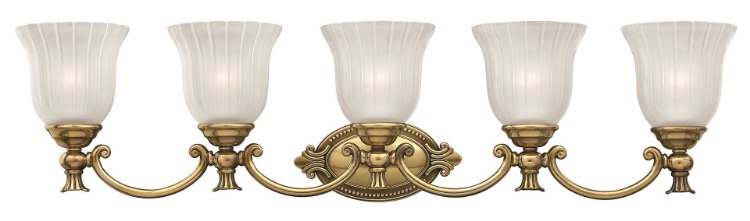 Foto para 100w Bath Francoise MED Frosted Ribbed Burnished Brass Bath Five Light