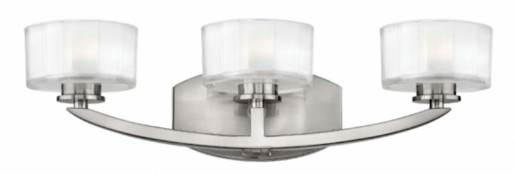 Foto para 4.5w Bath Meridian G9 LED Thick Faceted Clear Inside Etched Brushed Nickel Bath Three Light